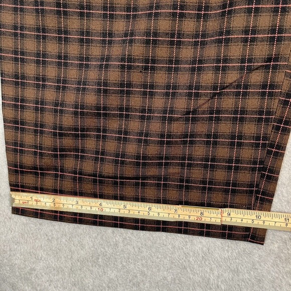 Lucky Brand Wide Leg Pants Medium Brown Plaid Academia Menswear Pleated Trousers - Picture 13 of 16